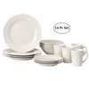 Quickway Imports 16 PC Rimmed Dinnerware Set for 4 Person - Mugs, Salad and Dinner Plates and Bowls Sets, White QI004500